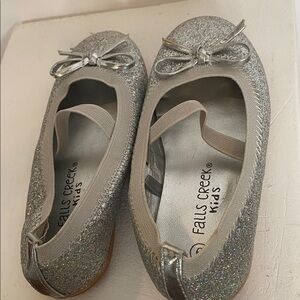Falls Creek Kids Shimmering Silver Ballet Shoes